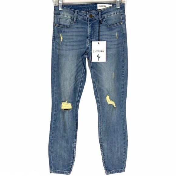Pistola Tory Distressed Cropped Ankle Zip Skinny Jeans Size 26 New - Picture 4 of 16